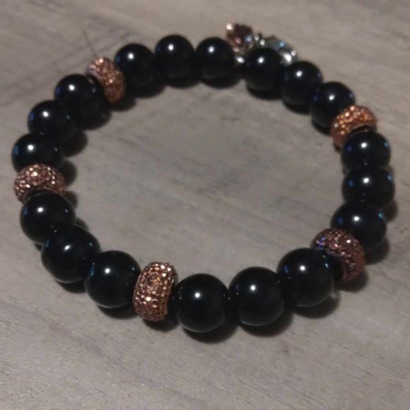 Set of 2 Black Tourmaline, Black Jasper and Tigers Eye Bracelets - Picture 5 of 5